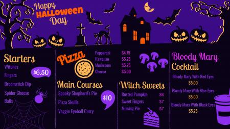 Halloween signage menu