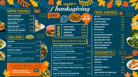 Thanksgiving day menu