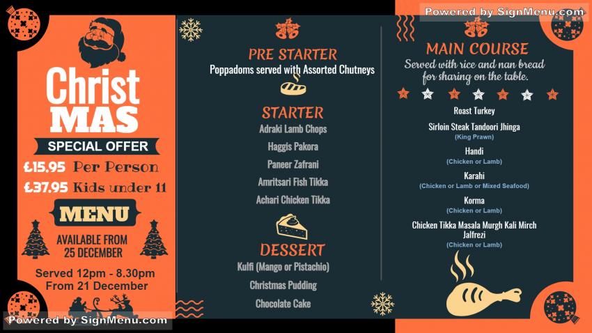 Christmas day menu design