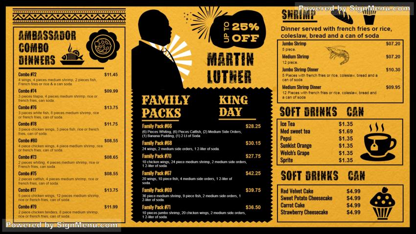 Martin Luther King Day menu