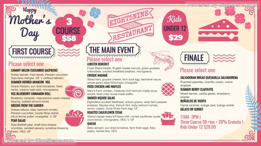 Mother's Day menu design