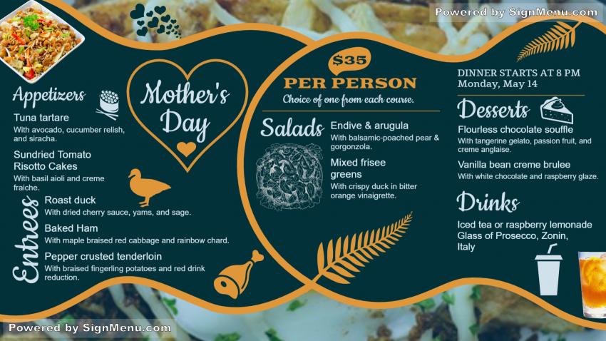 Mother's Day menu