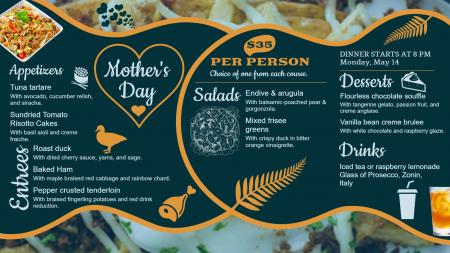 Mother's Day menu