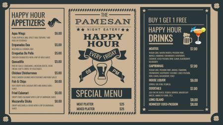 Happy hour menu design