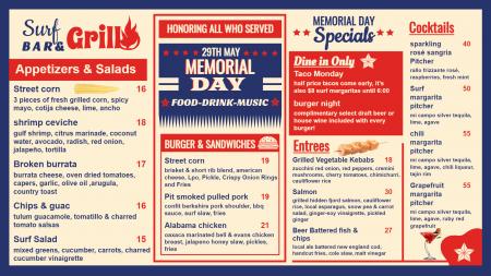 Memorial day menu design