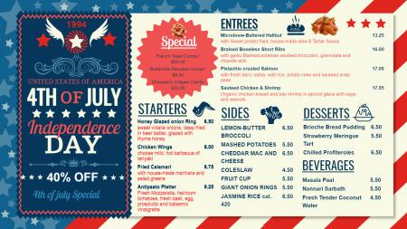 Independence Day Menu