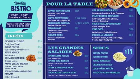 Bistro menu