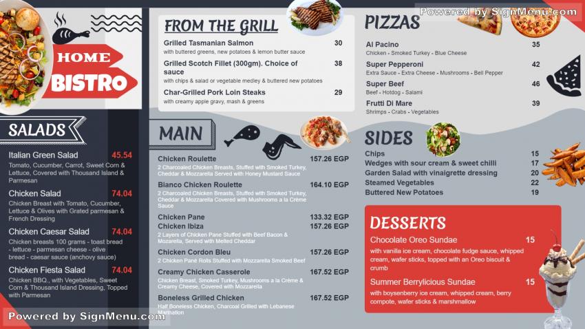 Bistro menu design