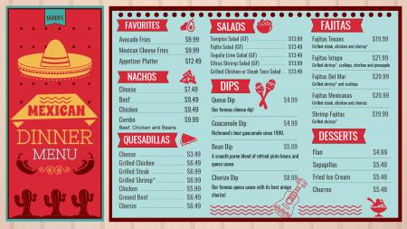 Mexican menu design