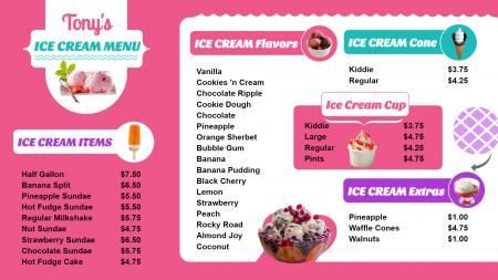 Ice cream menu design