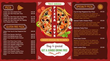 Pizza menu
