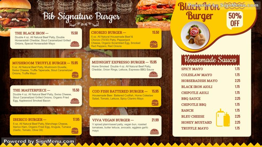 Burger menu item