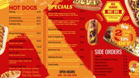 Hot Dog menu