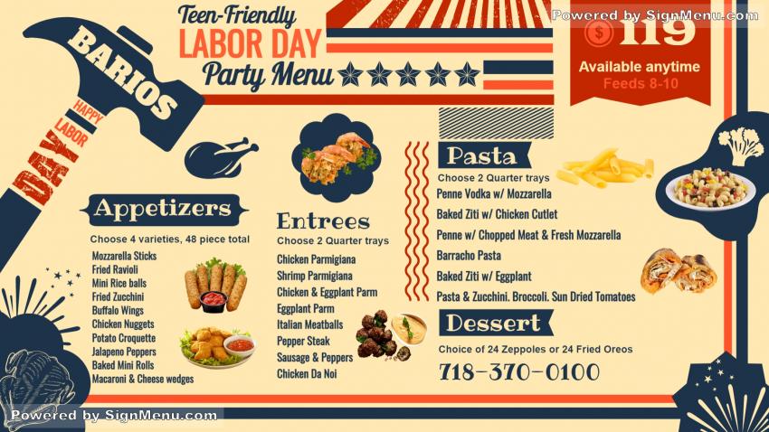 Labor day menu