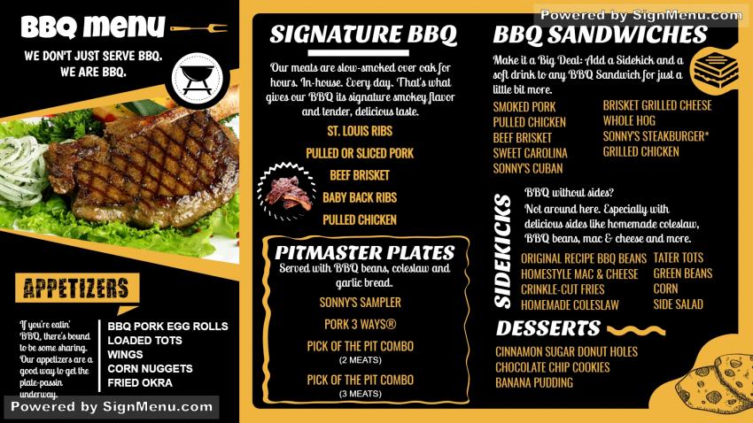 BBQ menu