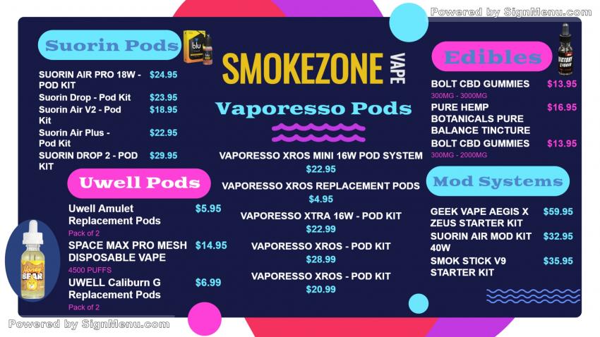 Vape Menuboard