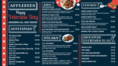 Veterans day signage menu